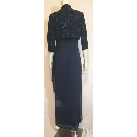 Alex Evenings Navy Blue Draped Column Gown With Bolero Jacket Size 6P - Picture 5 of 16